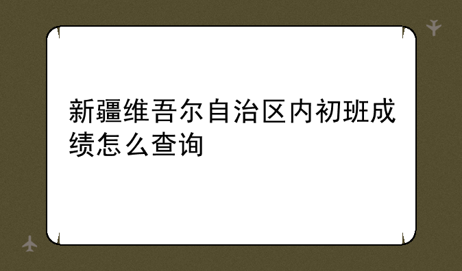 新疆维吾尔自治区内初班成绩怎么查询