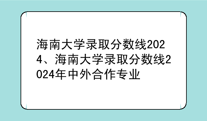 海南大学录取分数线2024、海南大学录取分数线2024年中外合作专业